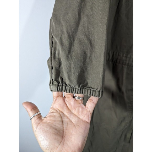 EUC Aerie Olive Utility Long Sleeve Button Front Jumpsuit Tie Waist Size S - Picture 4 of 10